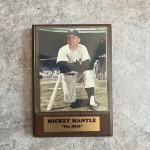 AUTHENTIC Film Portrait Wooden Mickey Mantle “The Mick” Plaque